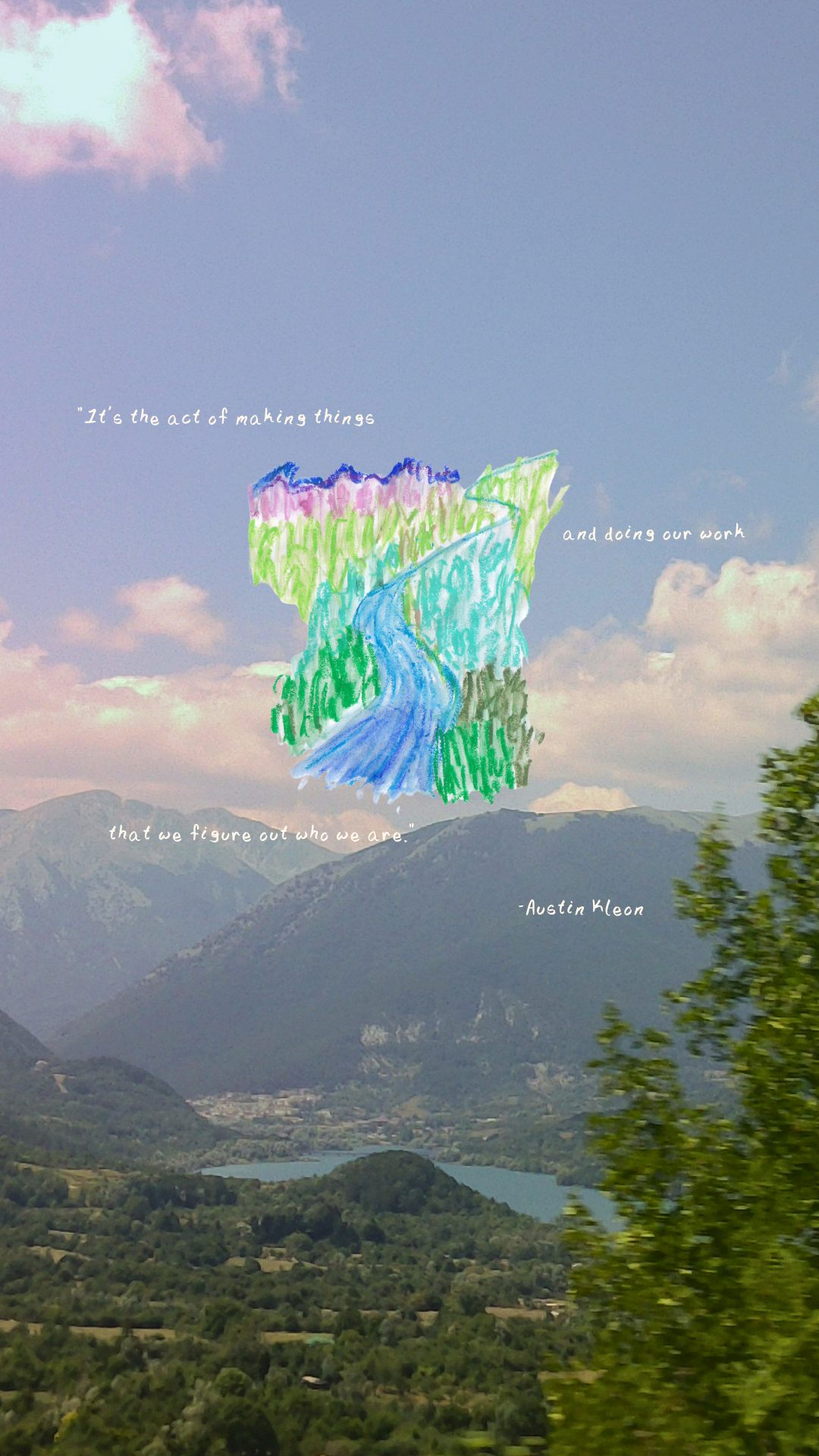 Mountain landscape with lake and trees